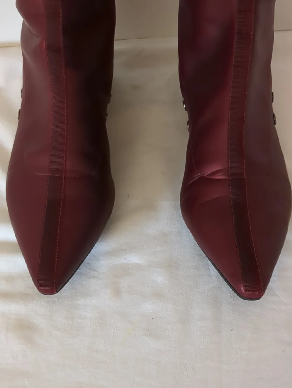 Cole Haan G Series Cranberry Rubber Kitten Heel Tall Rain Boots, 8